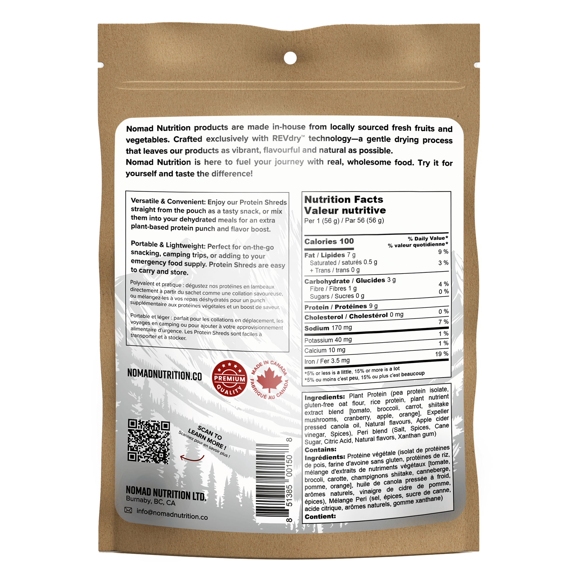 Nomad Nutrition Food Protein Shreds - Not Very Peri Peri plant-based_gluten-free-vegan_dehydrated