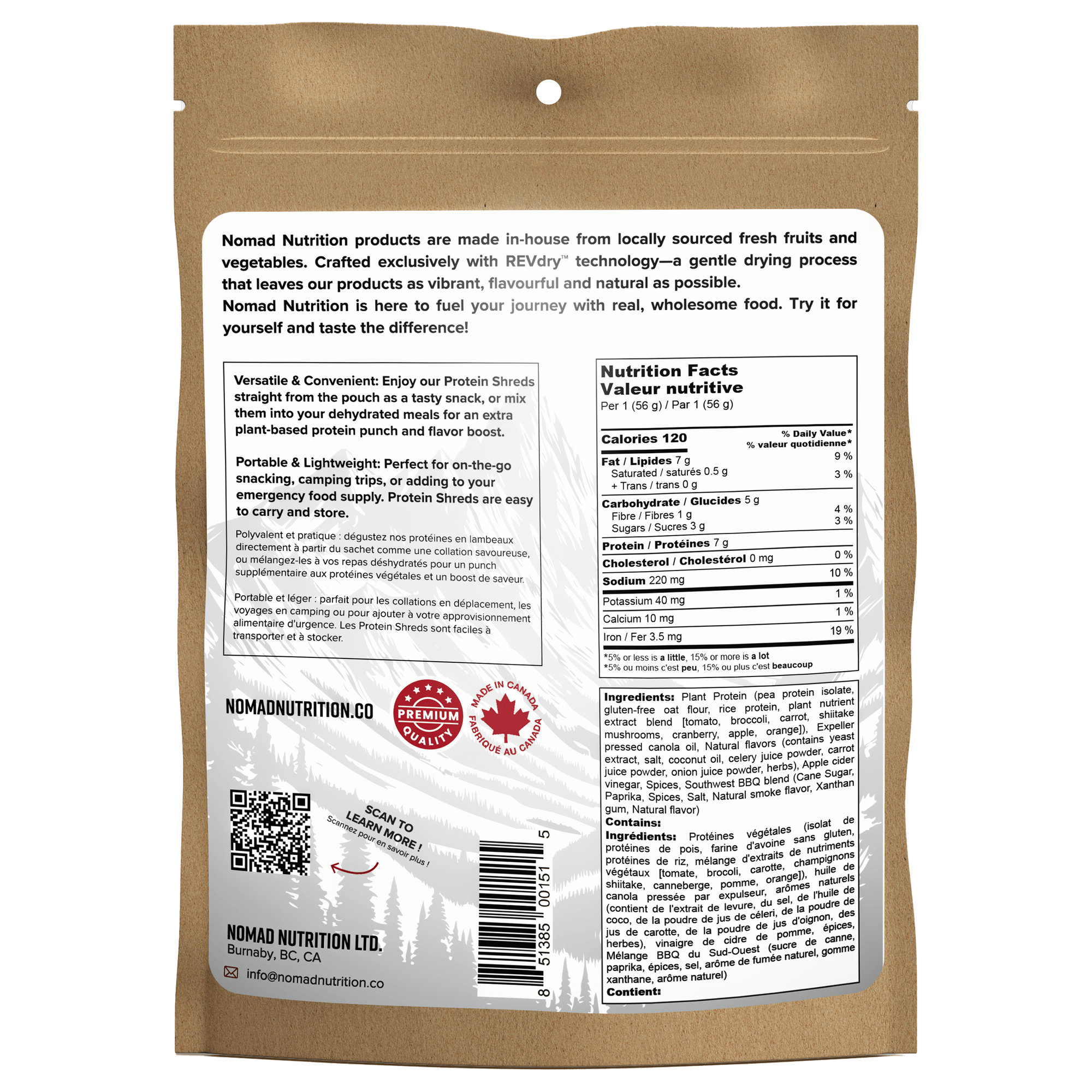 Nomad Nutrition Food Protein Shreds - Southwest BBQ plant-based_gluten-free-vegan_dehydrated