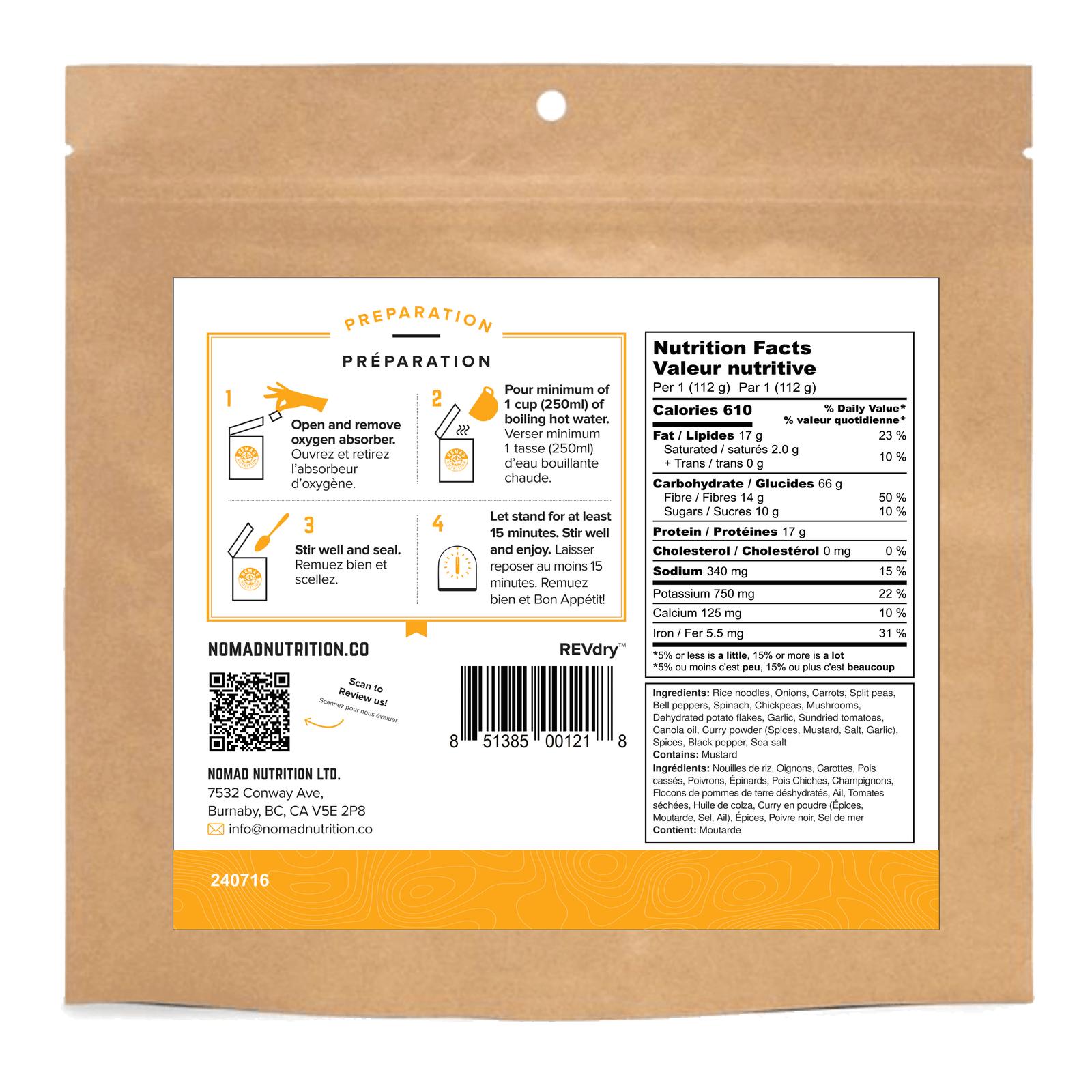 NomadNutrition Food Kathmandu Curry plant-based_gluten-free-vegan_dehydrated